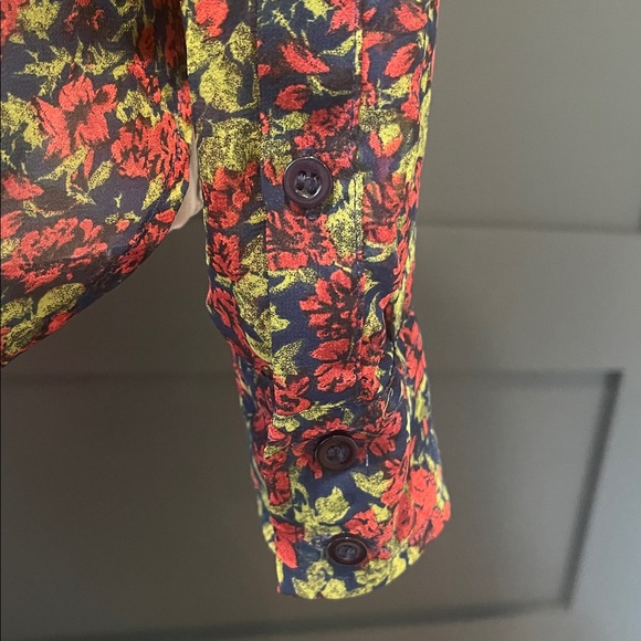 FREE PEOPLE Easy Rider Floral Sheer Button Down Blouse Size XS - Picture 5 of 8